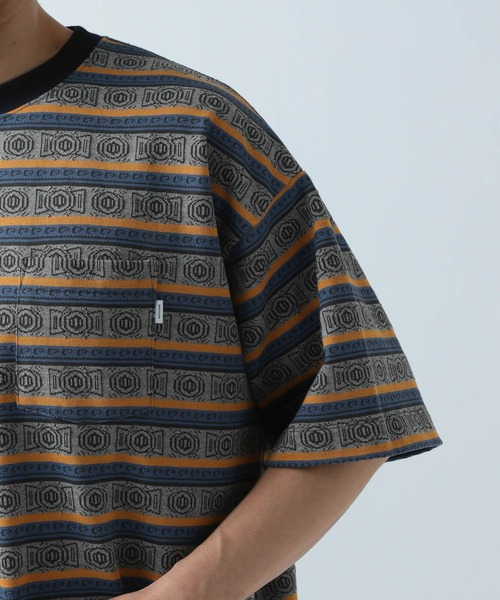 BAYFLOW（ベイフロー）の「ジャガードボーダー半袖Tシャツ（Tシャツ/カットソー・メンズ・ブルー/ブラック・MEDIUM/LARGE）」の12枚目の写真