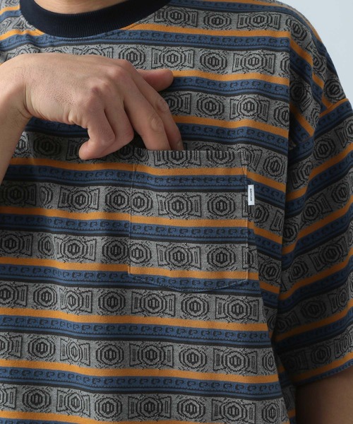 BAYFLOW（ベイフロー）の「ジャガードボーダー半袖Tシャツ（Tシャツ/カットソー・メンズ・ブルー/ブラック・MEDIUM/LARGE）」の13枚目の写真