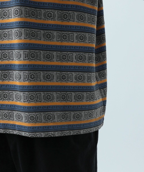 BAYFLOW（ベイフロー）の「ジャガードボーダー半袖Tシャツ（Tシャツ/カットソー・メンズ・ブルー/ブラック・MEDIUM/LARGE）」の14枚目の写真