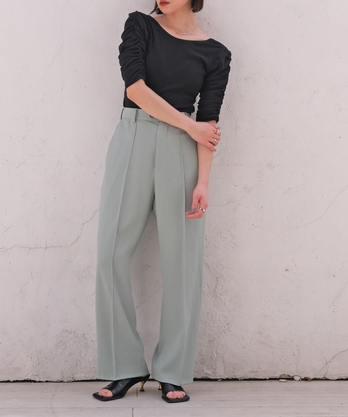 AKTE（アクテ）の「バックオープンギャザートップス（Tシャツ/カットソー・レディース・ブラック/アイボリー・FREE）」の14枚目の写真