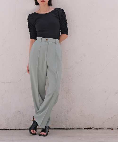 AKTE（アクテ）の「バックオープンギャザートップス（Tシャツ/カットソー・レディース・ブラック/アイボリー・FREE）」の21枚目の写真