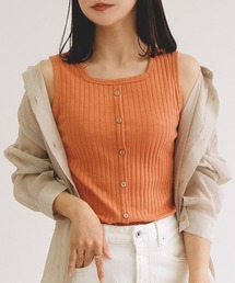 CHANEL オレンジ　ニット　タンクトップ M アンドイット and it_ インナーカラーコットンベーシックタンク