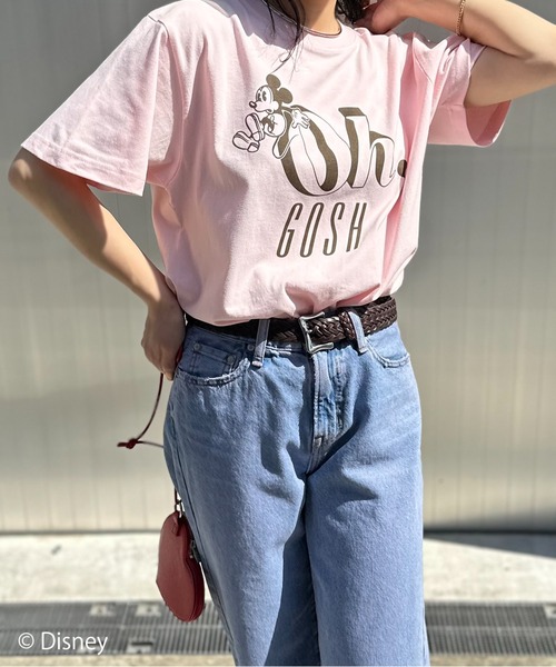 Disney（ディズニー）の「【Disney(ディズニー)】別注 ミッキーマウス / "Oh,Gosh"ミッキーマウスプリント半袖Tシャツ（Tシャツ/カットソー・レディース・ピンク/ホワイト/ベージュ・LARGE/MEDIUM）」の19枚目の写真