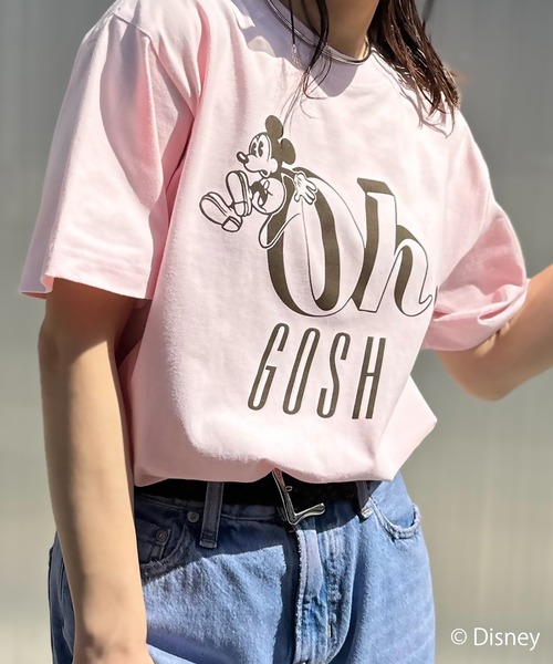 Disney（ディズニー）の「【Disney(ディズニー)】別注 ミッキーマウス / "Oh,Gosh"ミッキーマウスプリント半袖Tシャツ（Tシャツ/カットソー・レディース・ピンク/ホワイト/ベージュ・LARGE/MEDIUM）」の20枚目の写真