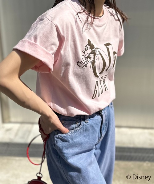 Disney（ディズニー）の「【Disney(ディズニー)】別注 ミッキーマウス / "Oh,Gosh"ミッキーマウスプリント半袖Tシャツ（Tシャツ/カットソー・レディース・ピンク/ホワイト/ベージュ・LARGE/MEDIUM）」の17枚目の写真