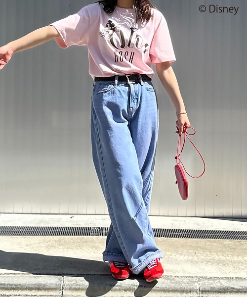 Disney（ディズニー）の「【Disney(ディズニー)】別注 ミッキーマウス / "Oh,Gosh"ミッキーマウスプリント半袖Tシャツ（Tシャツ/カットソー・レディース・ピンク/ホワイト/ベージュ・LARGE/MEDIUM）」の12枚目の写真