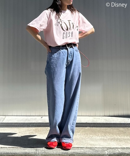 Disney（ディズニー）の「【Disney(ディズニー)】別注 ミッキーマウス / "Oh,Gosh"ミッキーマウスプリント半袖Tシャツ（Tシャツ/カットソー・レディース・ピンク/ホワイト/ベージュ・LARGE/MEDIUM）」の22枚目の写真