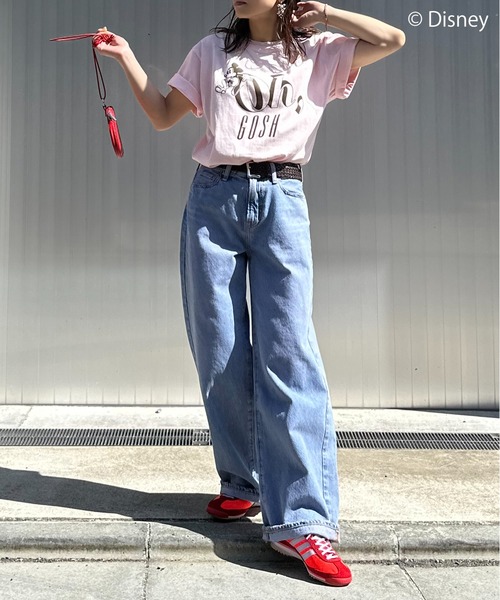 Disney（ディズニー）の「【Disney(ディズニー)】別注 ミッキーマウス / "Oh,Gosh"ミッキーマウスプリント半袖Tシャツ（Tシャツ/カットソー・レディース・ピンク/ホワイト/ベージュ・LARGE/MEDIUM）」の11枚目の写真