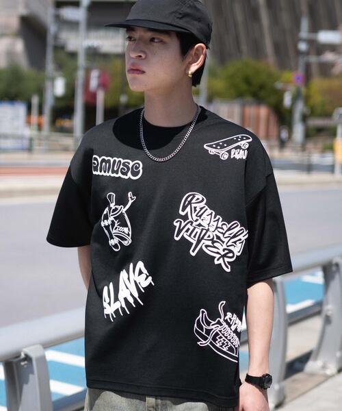 WEGO（ウィゴー）の「WEGO/アクセ付きラフガキグラフィックT（Tシャツ/カットソー・メンズ・ブラック/ホワイト・MEDIUM/LARGE）」の10枚目の写真
