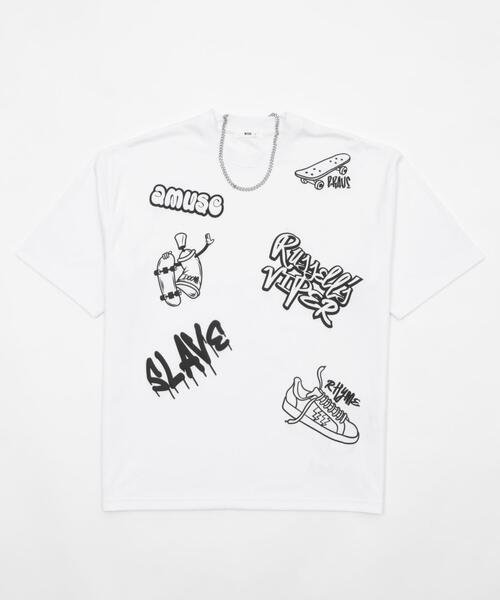 WEGO（ウィゴー）の「WEGO/アクセ付きラフガキグラフィックT（Tシャツ/カットソー・メンズ・ブラック/ホワイト・MEDIUM/LARGE）」の15枚目の写真