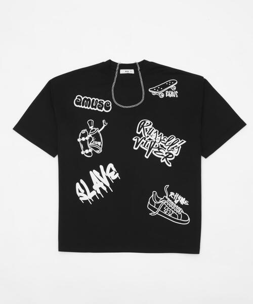 WEGO（ウィゴー）の「WEGO/アクセ付きラフガキグラフィックT（Tシャツ/カットソー・メンズ・ブラック/ホワイト・MEDIUM/LARGE）」の16枚目の写真