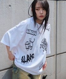 WEGO/アクセ付きラフガキグラフィックT