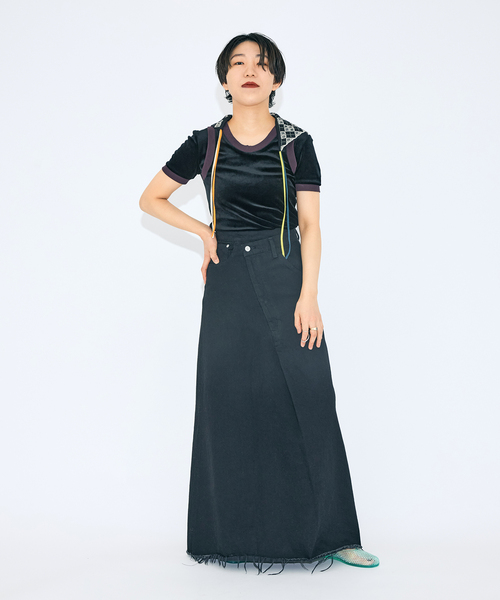 KURO(クロ)の「KURO 別注 デニムスカート(デニムスカート・レディース・ブラック/ホワイト・SMALL/MEDIUM)」の21枚目の写真