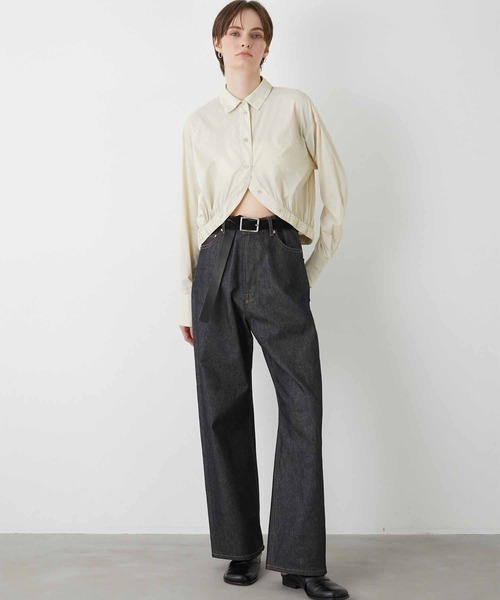 LA PEAU DE GEM】high waist straight denim pants/ハイウエスト 