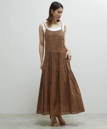 インド綿ドット刺繍キャミティアードワンピース