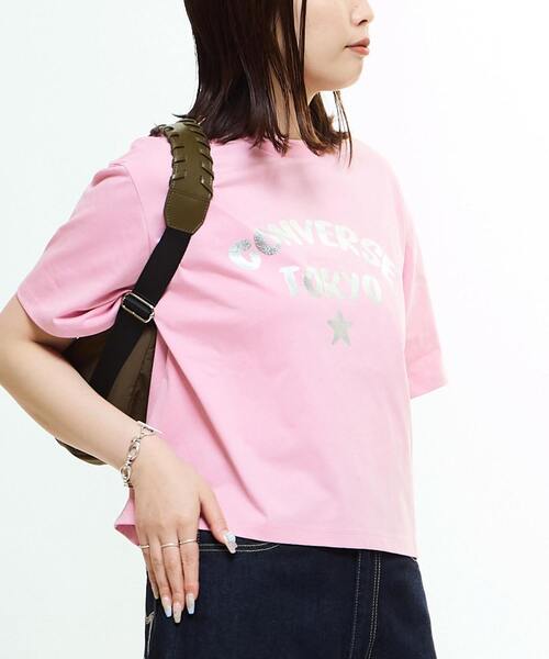CONVERSE TOKYO(コンバーストウキョウ)の「FOIL PRINT LOGO TEE(Tシャツ/カットソー・レディース・ブラック/杢グレー/ホワイト/ネイビー/ブルー/ピンク/ミント・FREE)」の7枚目の写真