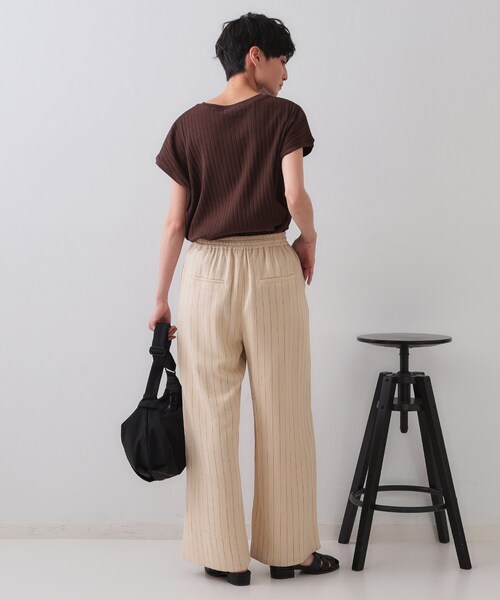 antiqua ストライプ柄 ワイドパンツ パンツ レディース 送料無料