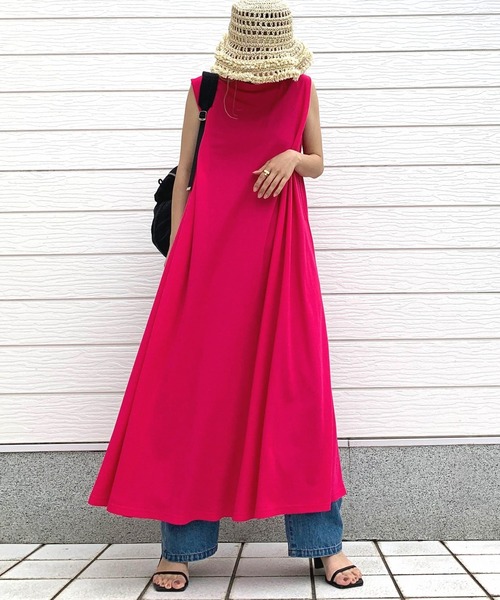 Q(キュー)の「接触冷感ノースリマキシワンピース(ワンピース・レディース・ブラック/ライトグレー/ピンク・MEDIUM)」の9枚目の写真