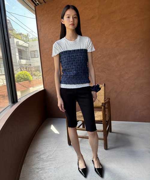 FUULLY STUDIO（フーリィーステューディオ）の「デニムシャーリングビスチェ（チューブトップ・レディース・ネイビー・FREE）」の14枚目の写真