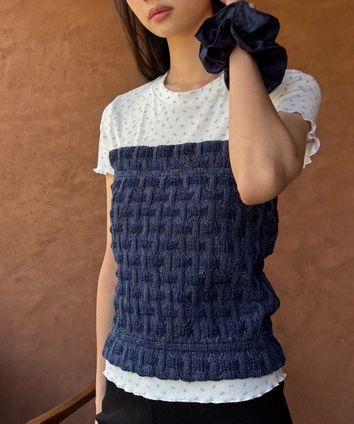 FUULLY STUDIO（フーリィーステューディオ）の「デニムシャーリングビスチェ（チューブトップ・レディース・ネイビー・FREE）」の13枚目の写真