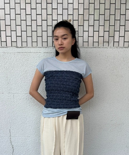 FUULLY STUDIO（フーリィーステューディオ）の「デニムシャーリングビスチェ（チューブトップ・レディース・ネイビー・FREE）」の9枚目の写真