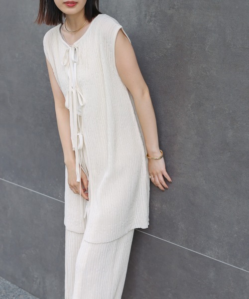 Bou Jeloud（ブージュルード）の「前後2WAYウェービーメッシュニットチュニック（チュニック・レディース・モカ/ブラック/オフホワイト・FREE）」の6枚目の写真