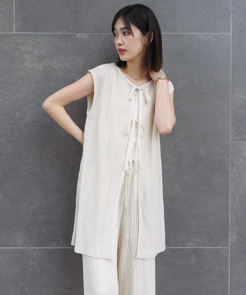 Bou Jeloud（ブージュルード）の「前後2WAYウェービーメッシュニットチュニック（チュニック・レディース・モカ/ブラック/オフホワイト・FREE）」の7枚目の写真