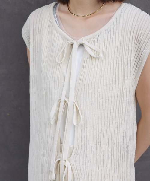 Bou Jeloud（ブージュルード）の「前後2WAYウェービーメッシュニットチュニック（チュニック・レディース・モカ/ブラック/オフホワイト・FREE）」の19枚目の写真