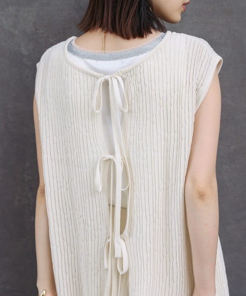 Bou Jeloud（ブージュルード）の「前後2WAYウェービーメッシュニットチュニック（チュニック・レディース・モカ/ブラック/オフホワイト・FREE）」の20枚目の写真