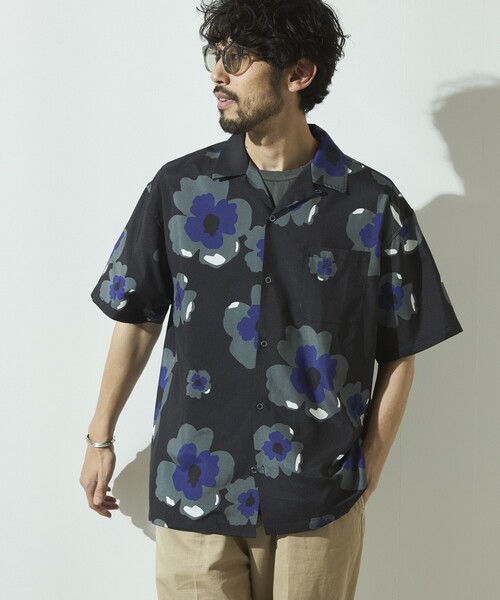 Firsthand(ファーストハンド)の「Firsthand/ファーストハンド パターン オープンカラーショートスリーブシャツ / 総柄デザイン開襟シャツ / リラックスシルエット(シャツ/ブラウス・メンズ・ベージュ/ホワイト/ブラック/オフホワイト・M/L)」の1枚目の写真