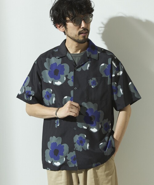 Firsthand(ファーストハンド)の「Firsthand/ファーストハンド パターン オープンカラーショートスリーブシャツ / 総柄デザイン開襟シャツ / リラックスシルエット(シャツ/ブラウス・メンズ・ベージュ/ホワイト/ブラック/オフホワイト・M/L)」の7枚目の写真