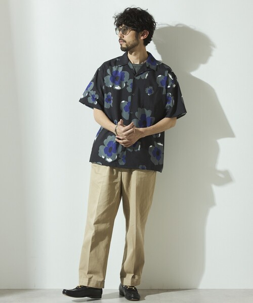 Firsthand(ファーストハンド)の「Firsthand/ファーストハンド パターン オープンカラーショートスリーブシャツ / 総柄デザイン開襟シャツ / リラックスシルエット(シャツ/ブラウス・メンズ・ベージュ/ホワイト/ブラック/オフホワイト・M/L)」の9枚目の写真