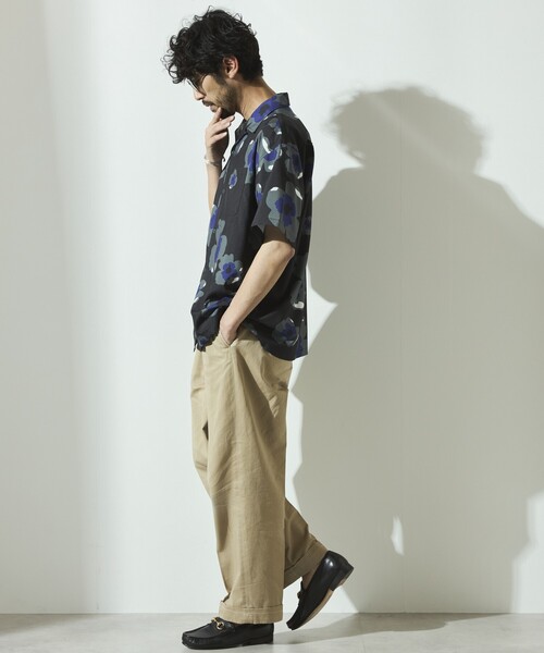 Firsthand(ファーストハンド)の「Firsthand/ファーストハンド パターン オープンカラーショートスリーブシャツ / 総柄デザイン開襟シャツ / リラックスシルエット(シャツ/ブラウス・メンズ・ベージュ/ホワイト/ブラック/オフホワイト・M/L)」の11枚目の写真