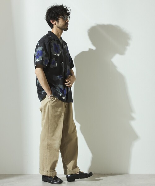 Firsthand(ファーストハンド)の「Firsthand/ファーストハンド パターン オープンカラーショートスリーブシャツ / 総柄デザイン開襟シャツ / リラックスシルエット(シャツ/ブラウス・メンズ・ベージュ/ホワイト/ブラック/オフホワイト・M/L)」の15枚目の写真