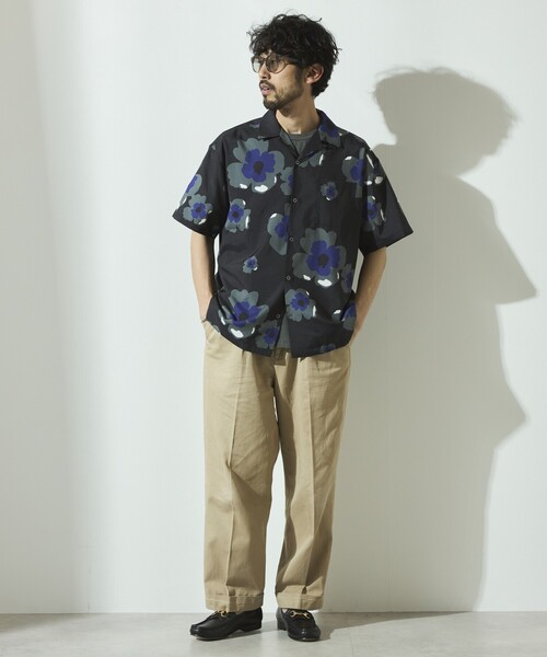 Firsthand(ファーストハンド)の「Firsthand/ファーストハンド パターン オープンカラーショートスリーブシャツ / 総柄デザイン開襟シャツ / リラックスシルエット(シャツ/ブラウス・メンズ・ベージュ/ホワイト/ブラック/オフホワイト・M/L)」の16枚目の写真