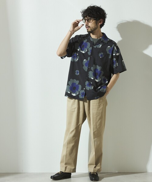 Firsthand(ファーストハンド)の「Firsthand/ファーストハンド パターン オープンカラーショートスリーブシャツ / 総柄デザイン開襟シャツ / リラックスシルエット(シャツ/ブラウス・メンズ・ベージュ/ホワイト/ブラック/オフホワイト・M/L)」の17枚目の写真