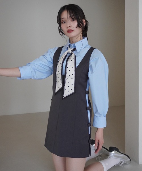 EIMY ISTOIRE（エイミーイストワール）の「サイドベルトワンピース（ワンピース・レディース・アイボリー/ブラック/グレー・S/M）」の2枚目の写真