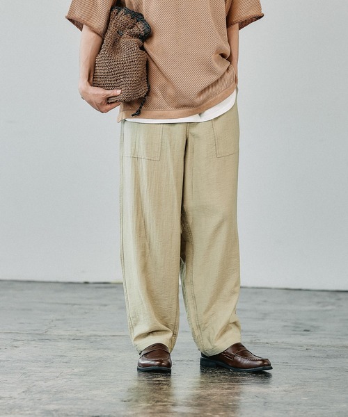 BAYFLOW（ベイフロー）の「[セットアップ可]クールタッチリネンベイカーパンツ【接触冷感】（その他パンツ・メンズ・チャコールグレー/ブルー/ベージュ/カーキ・MEDIUM/LARGE）」の3枚目の写真
