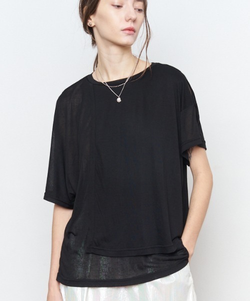 Muel Chic(ミュエルシック)の「fluffy CS フラフィーカットソー(Tシャツ/カットソー・レディース・ライトピンク/ブラック/ホワイト/ライトブルー・FREE)」の3枚目の写真