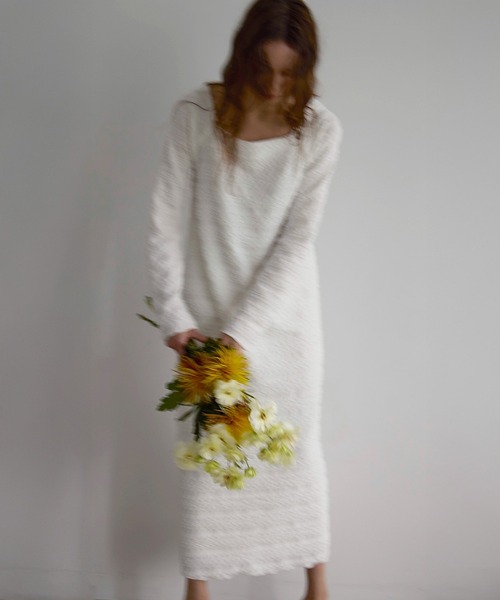 MIELI INVARIANT（ミエリインヴァリアント）の「Jacquard Wrinkle Dress（ワンピース・レディース・ブラック/ホワイト・FREE）」の2枚目の写真