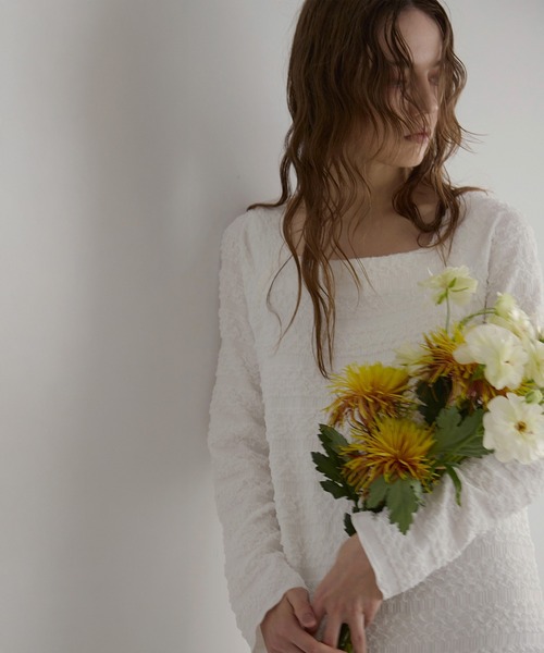 MIELI INVARIANT（ミエリインヴァリアント）の「Jacquard Wrinkle Dress（ワンピース・レディース・ブラック/ホワイト・FREE）」の8枚目の写真