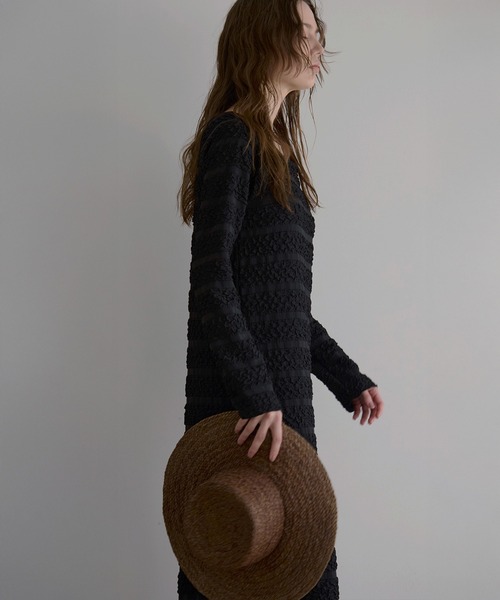 MIELI INVARIANT（ミエリインヴァリアント）の「Jacquard Wrinkle Dress（ワンピース・レディース・ブラック/ホワイト・FREE）」の21枚目の写真