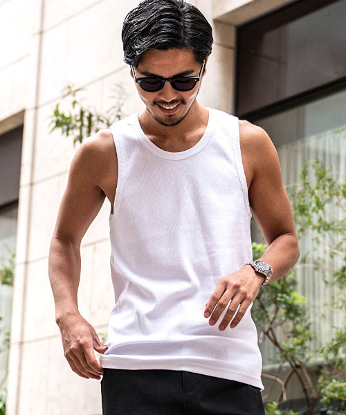 JEMORGAN(ジェーイーモーガン)の「『JEMORGAN LONG JOHNS/ジェーイーモーガンロングジョーンズ』テレコタンクトップ【+】(タンクトップ・メンズ・ブラック/杢グレー/オフホワイト・XL/L/M)」の4枚目の写真