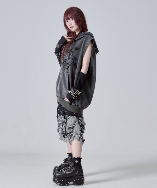 【完売商品】REFLEM/レフレム/猫耳ノースリーブZIP パーカー REFLEM/レフレム』猫耳パンクノースリーブZIPパーカー（パーカー