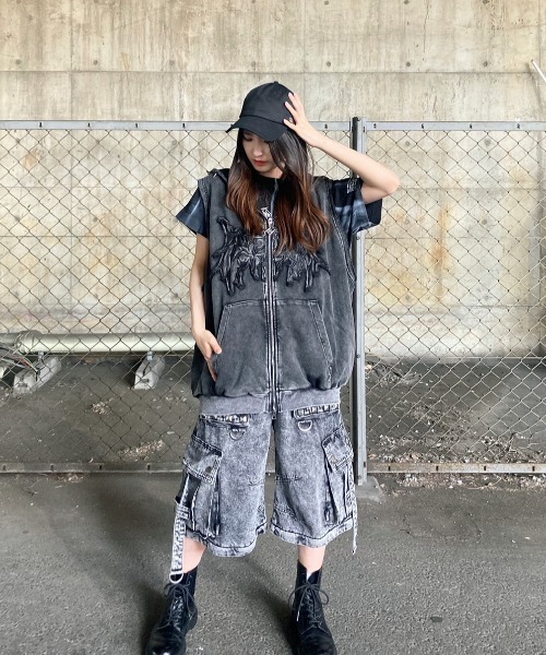 『REFLEM/レフレム』猫耳パンクノースリーブZIPパーカー REFLEM/レフレム』猫耳パンクノースリーブZIPパーカー（パーカー