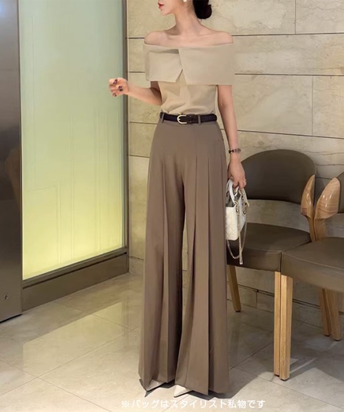 【BCBG MAXAZRIA】美脚魅せハイウエストクロップドパンツ セール】美脚ハイウエストワイドパンツ（その他パンツ）｜by