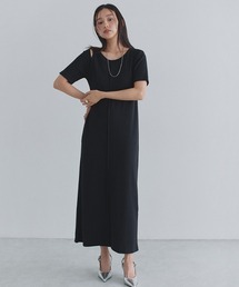 ショルダーカット レイヤード風 リブ ワンピース