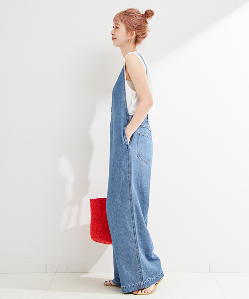 B.C STOCK（ベーセーストック）の「《追加2》【WEB限定】DU JOUR/デュ ジュール V NECK JEAN SALOPETTE（サロペット/オーバーオール・レディース・スカイブルー・FREE）」の12枚目の写真