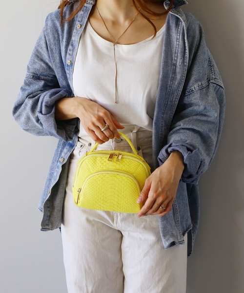 パイソンレザー ポシェット ミニ バッグ（ハンドバッグ