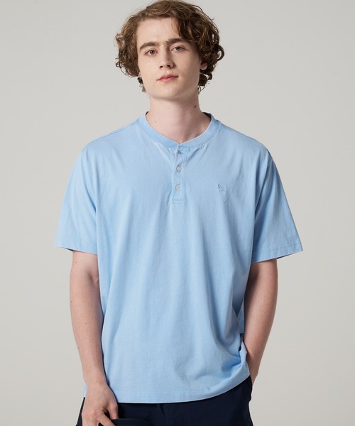 Eddie Bauer（エディーバウアー）の「ピグメント ヘンリーネック Tシャツ（Tシャツ/カットソー・メンズ・サックスブルー/チャコールグレー/ミント・S/M/L/XL/XXL）」の3枚目の写真